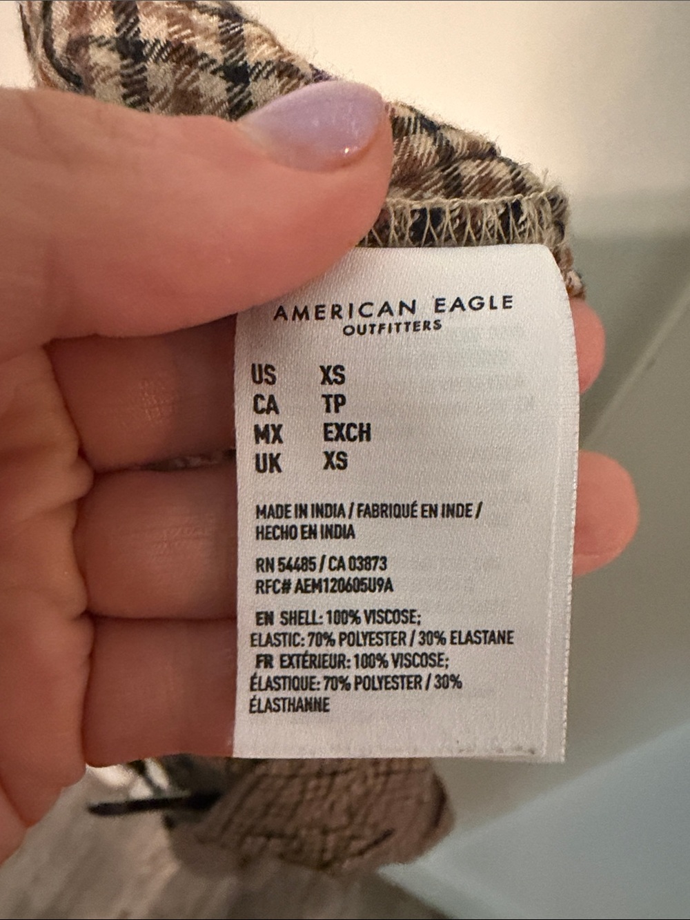 American Eagle Outfitters Brown Plaid Wide-Leg Neutral Academia Trouser Pants - Picture 3 of 10